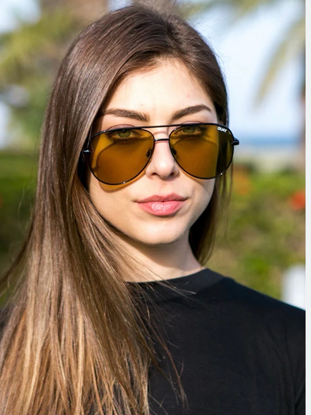 QUAY High Key Mini Aviator Sunglasses Black/Olive | New With Tags